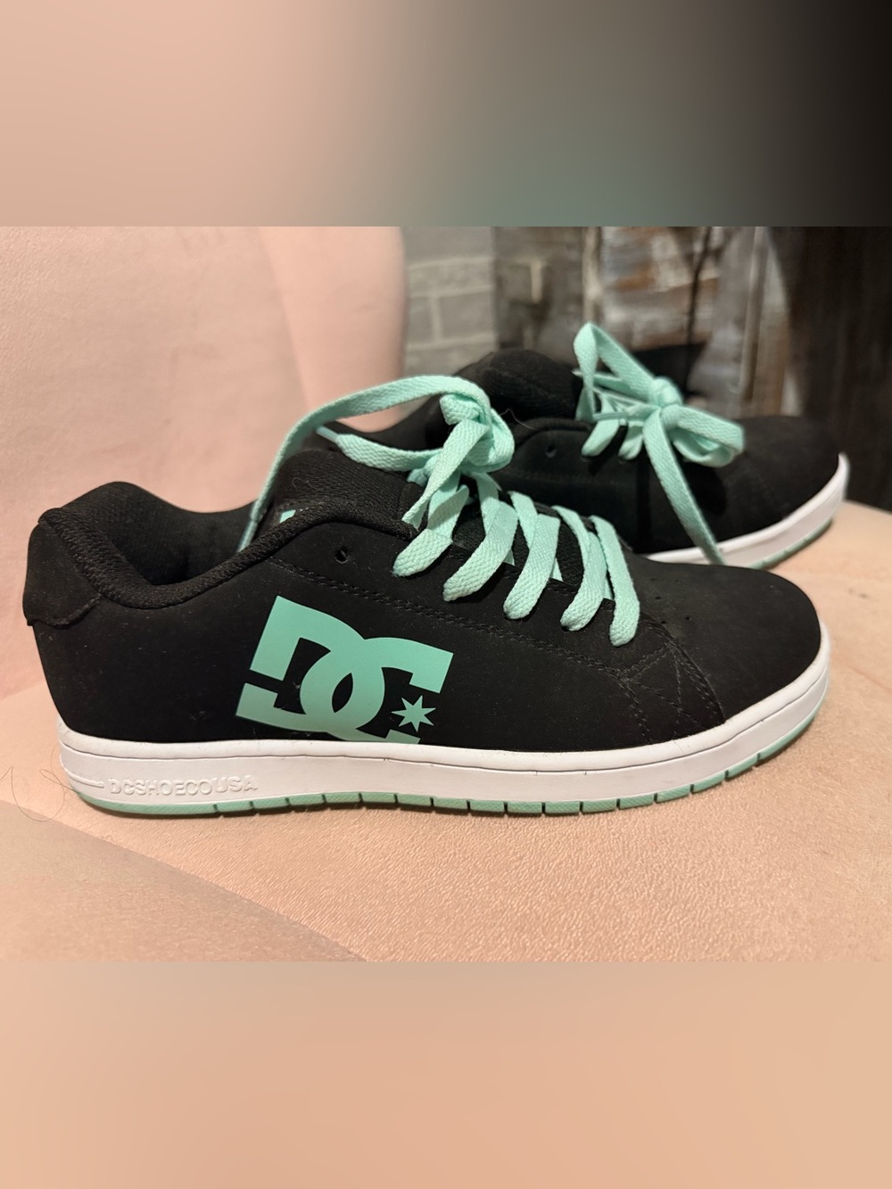 DC Black Sneakers with Mint Accents